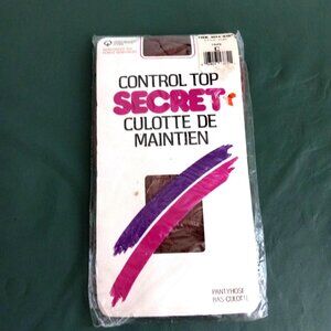 Control Top Secret Size C  (130-160lbs) Taupe Fashion Design Stockings Panty